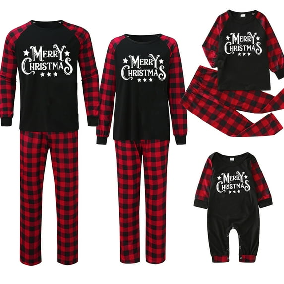 Penkiiy Family Christmas Pjs Matching Sets Christmas Baby Kids Child Printed Top+Pants Family Matching Pajamas Set Black Christmas Pajamas 3-4 Years