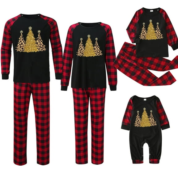 Penkiiy Family Christmas Pjs Matching Sets Christmas Men Printed Blouse Tops+Pants Family Matching Pajamas Set Black-A Christmas Pajamas