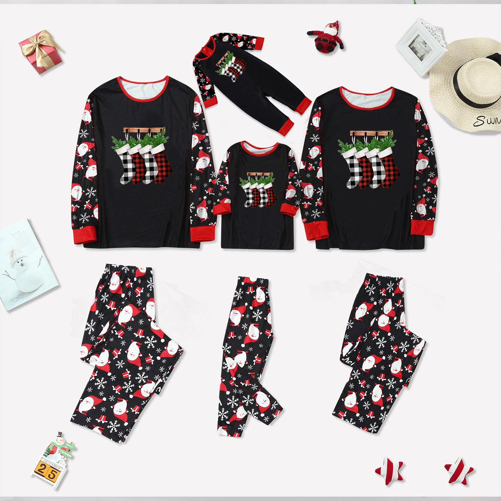 Penkiiy Family Christmas Pjs Matching Sets Reindeer and Snowflake ...