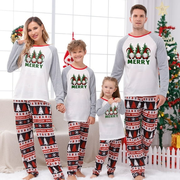 Penkiiy Family Christmas Pjs Matching Sets Reindeer and Snowflake Patterned Sleepwear Xmas PJS Set for Couples and Kids White XL