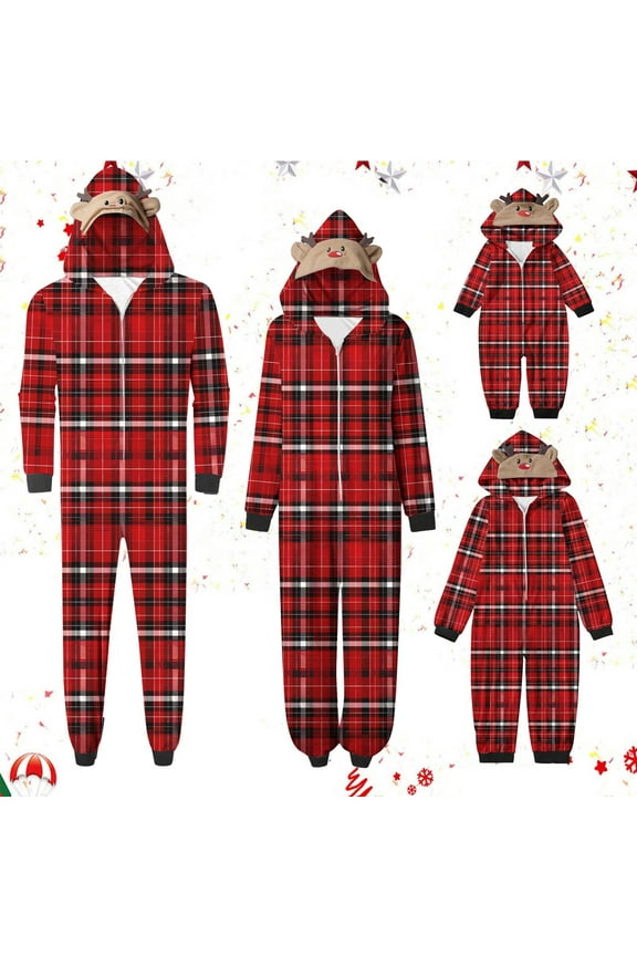 Family Matching Christmas Pajamas Set One Piece Striped Hooded Sleepwear Santa Claus Elf Onesie Outfit 0 Months Multicolor