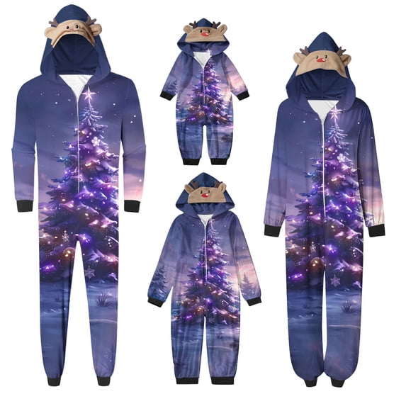 Penkiiy Family Matching Christmas Pajamas Set One Piece Striped Hooded Sleepwear Santa Claus Elf Onesie Outfit 12 Months Multicolor