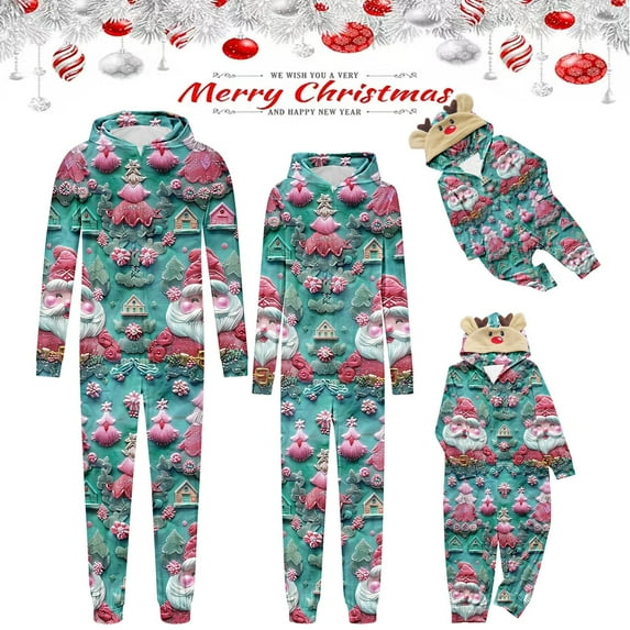 Penkiiy Family Matching Christmas Pajamas Set One Piece Striped Hooded Sleepwear Santa Claus Elf Onesie Outfit 18 Months Blue