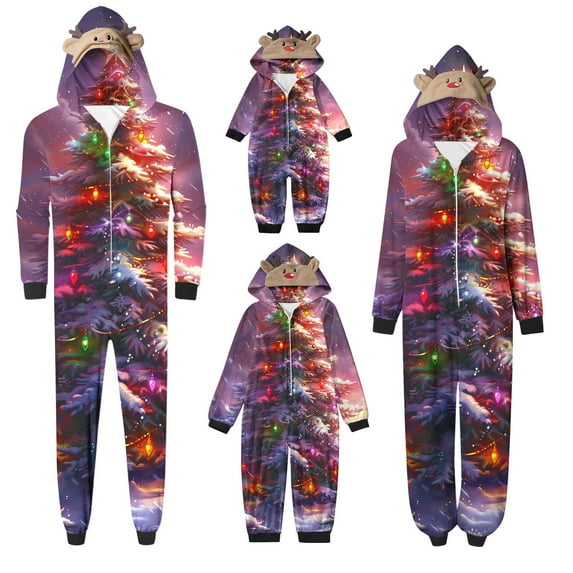 Penkiiy Family Matching Christmas Pajamas Set One Piece Striped Hooded Sleepwear Santa Claus Elf Onesie Outfit 3 Months Multicolor