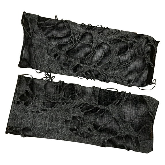 Penkiiy Fingerless Fishnet Gloves for Women Halloween Cosplay Soild Unisex Knitted Fingerless Winter Gloves Soft Mitten Black Gloves