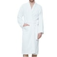 thumbnail image 1 of Penkiiy Fleece Robe Bathrobe Men Solid Casual Keep Warm Pocket Night Gown Bathrobe White Nightgowns, 1 of 7