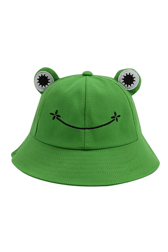 Frog Hat for Adult Teens, Cute Frog Bucket Hat, Cotton Bucket Hat Funny Hat Fisherman Hat for Men Women Green
