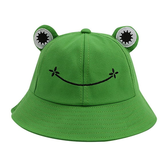 Penkiiy Frog Hat for Adult Teens, Cute Frog Bucket Hat, Cotton Bucket Hat Funny Hat Fisherman Hat for Men Women Green