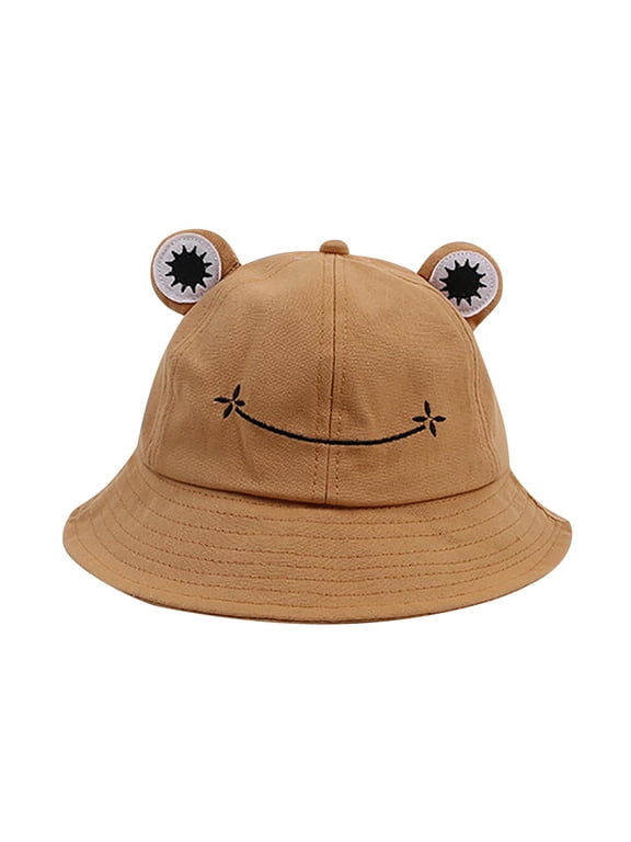 Frog Hat for Adult Teens, Cute Frog Bucket Hat, Cotton Bucket Hat Funny Hat Fisherman Hat for Men Women Khaki