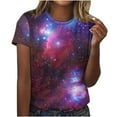 thumbnail image 1 of Penkiiy Galaxy Printed Shirt , Women's Print Graphic T Shirt Short Sleeve Summer T-Shirt Novelty Casual Tee M Hot Pink, 1 of 6