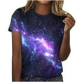 thumbnail image 1 of Penkiiy Galaxy Printed Shirt , Women's Print Graphic T Shirt Short Sleeve Summer T-Shirt Novelty Casual Tee S Black, 1 of 6