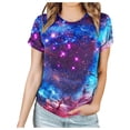 thumbnail image 1 of Penkiiy Galaxy Printed Shirt,Womens 3D Top Blouse Novelty Graphic Breathable Quick Dry Sleeveless Beach T-Shirt L Dark Blue, 1 of 7