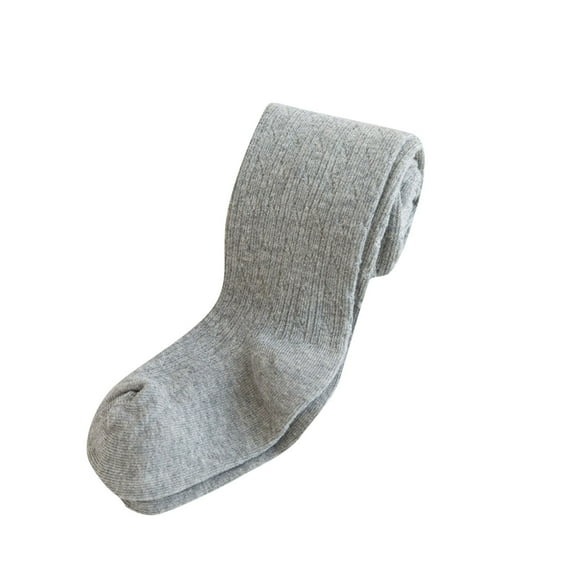 Penkiiy Girl Tights Thick Cable Knit Leggings Stockings Cotton Pantyhose 1 Pairs for 2-10 Years Little Girl Gray
