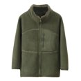 thumbnail image 1 of Penkiiy Girl and Toddlers' Fleece Full-Zip Jacket Thicken Warm Coat Kids Solid Fleece Sweatshirt Winter Outwear 6 Years Army Green, 1 of 4