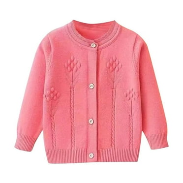Penkiiy Girl's Colorblock Floral Print V Neck Button Down Cardigans Long Sleeve Cute Tops 2 Years Red
