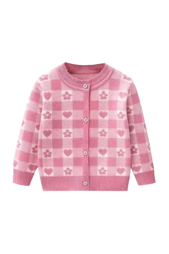 Girl's Colorblock Floral Print V Neck Button Down Cardigans Long Sleeve Cute Tops 3 Years Pink