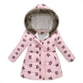 thumbnail image 1 of Penkiiy Girl's Winter Coat Jacket Hooded Kids Toddler Flower Print Parka Outwear Warm Cotton Puffer Hooded Jacket Pink Clearance for 8-9 Years, 1 of 8