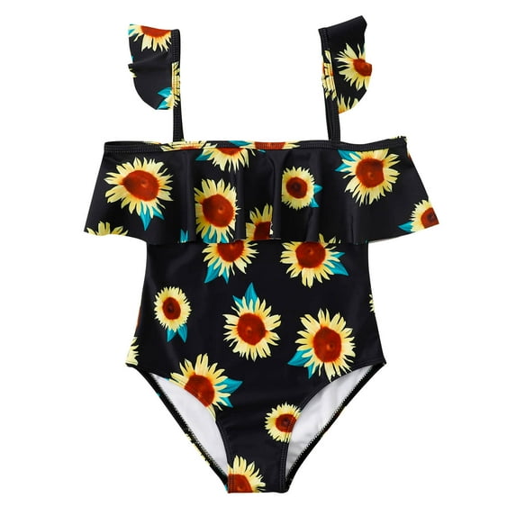 Penkiiy Girls Bathing Suits Two Piece Kids Swimsuits Summer Beach Swimwear 8-9 Years Black