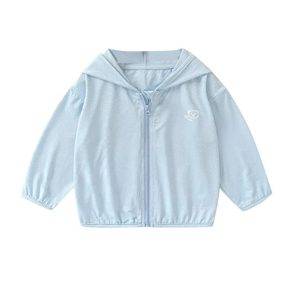 Penkiiy Girls Boys Long Sleeve Shirt Sun Protection Hoodie Lightweight Athletic Workout Pullover Top Rash Guard for Kids 4 Years Blue
