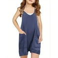 thumbnail image 1 of Penkiiy Girls' Casual Sleeveless Jumpsuits Spaghetti Strap Loose Romper Long Pants with Pockets 11 Years Navy, 1 of 5