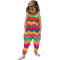 thumbnail image 1 of Penkiiy Girls' Casual Sleeveless Striped Rainbow Jumpsuits Spaghetti Strap Loose Romper Long Pants with Pockets 3 Years Purple, 1 of 5