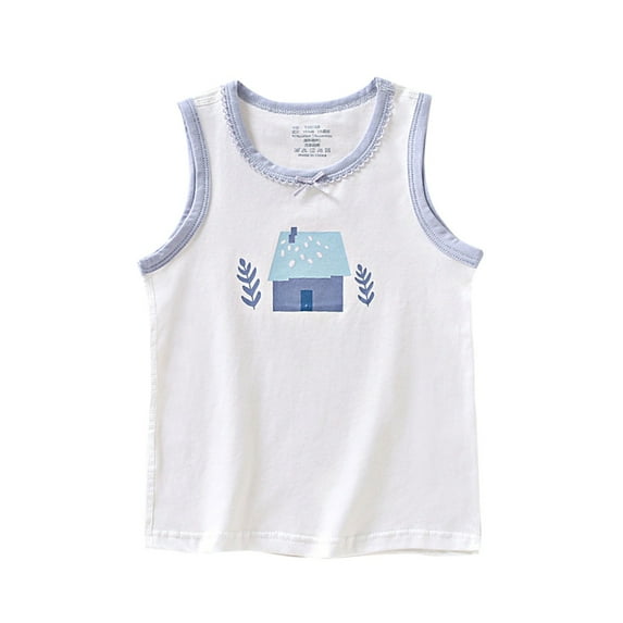 Penkiiy Girls Children Inner Layer Summer Children T-shirt Base Shirt Top Round-Neck Camisoles 3-11 Years White