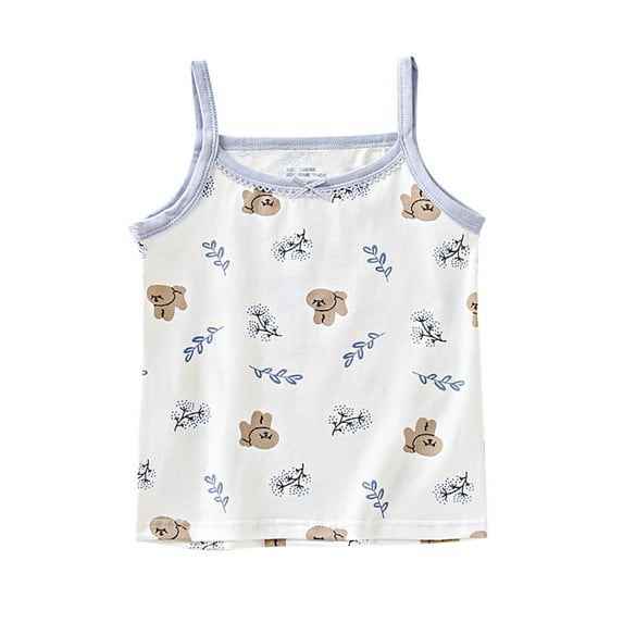 Penkiiy Girls Cotton Undershirt Sleeveless Camisole Tank Top Comfortable 3-11 Years Light Blue