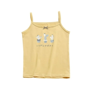 Penkiiy Girls Cotton Undershirt Sleeveless Camisole Tank Top Comfortable 3-11 Years Yellow