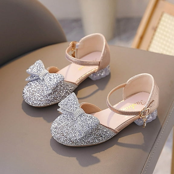 Penkiiy Girls Dress Shoes & Princess Crystal Shoes | Sparkly Bow Ballet Flats, Non-Slip Soft Sole, Lightweight Comfort