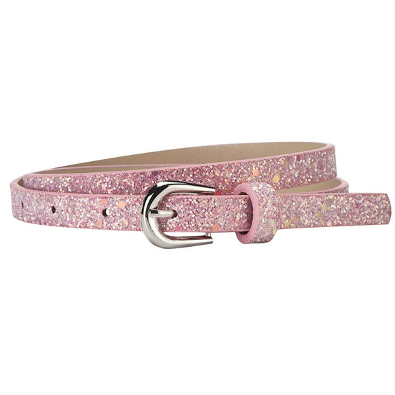 Penkiiy Girls Glitter PU Belt - Trendy Adjustable Waistband for Jeans | Fashion Accessory
