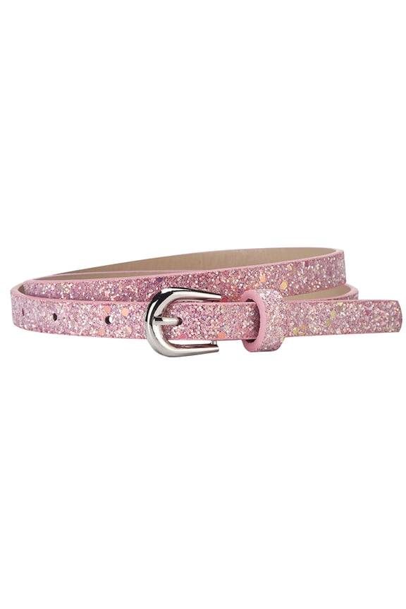 Girls Glitter PU Belt - Trendy Adjustable Waistband for Jeans | Fashion Accessory