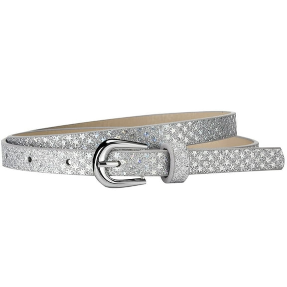Penkiiy Girls Glitter PU Belt - Trendy Adjustable Waistband for Jeans | Fashion Accessory