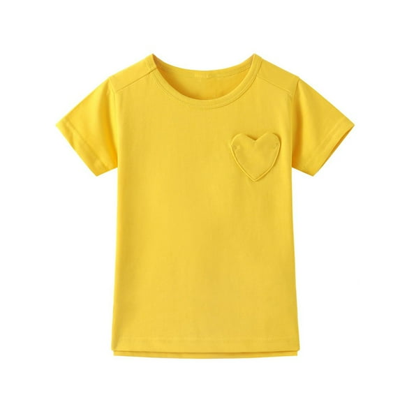 Penkiiy Girls Heart Pocket T-Shirt - Ultra-Soft Cotton Casual Tee Top | Trendy & Comfortable