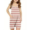 thumbnail image 1 of Penkiiy Girls' Jumpsuits & Rompers,Stripe Cute Overalls for Girls Short Romper with Pockets Summer 2024 5 Years Beige, 1 of 6