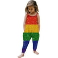 thumbnail image 1 of Penkiiy Girls' Jumpsuits & Rompers, Striped Rainbow Cute Overalls for Girls Short Romper with Pockets Summer 2024 M Red, 1 of 5