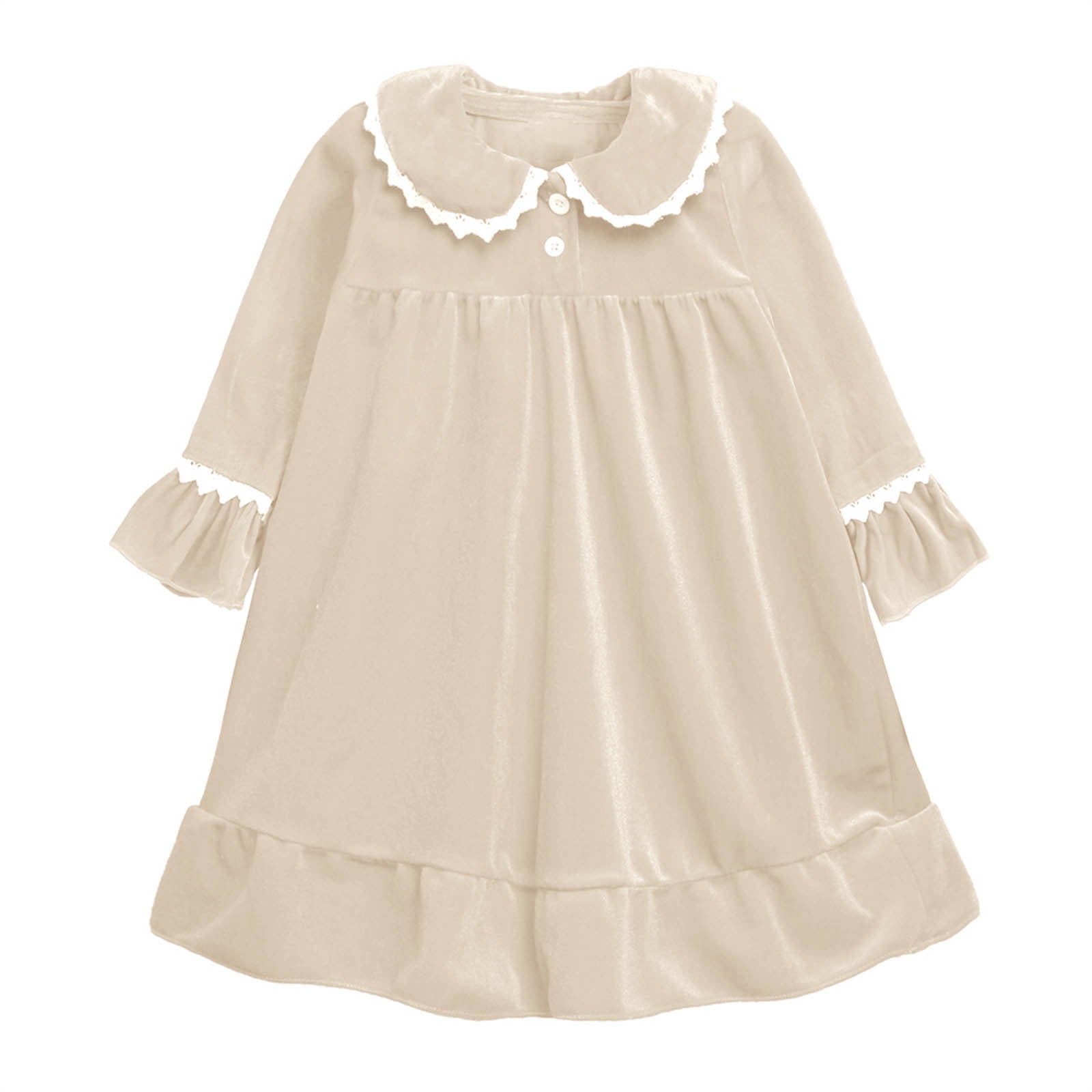 Penkiiy Girls Nightgowns Cute Lace Pajamas Dress Long Sleeve Sleeveless