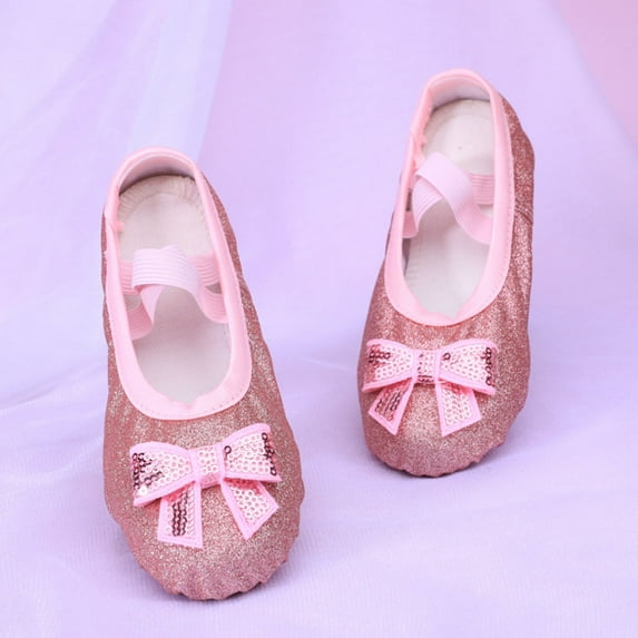 Penkiiy Girls Non-Slip Ballet Dance Shoes with Bow - Soft Sole, Breathable & Lightweight for Kids Youth Ballet, Yoga, Practice