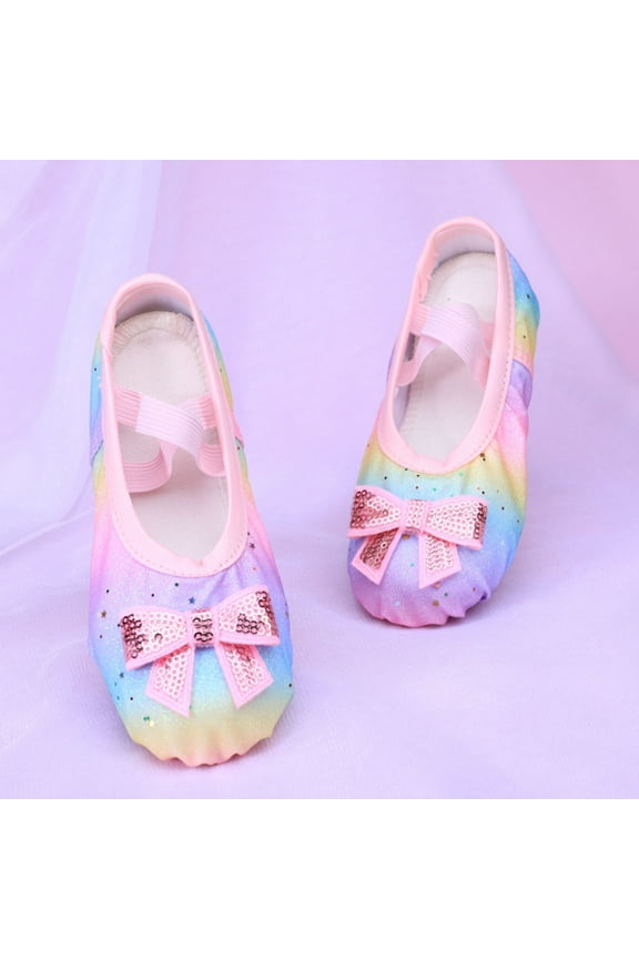 Girls Non-Slip Ballet Dance Shoes with Bow - Soft Sole, Breathable & Lightweight for Kids Youth Ballet, Yoga, Practice