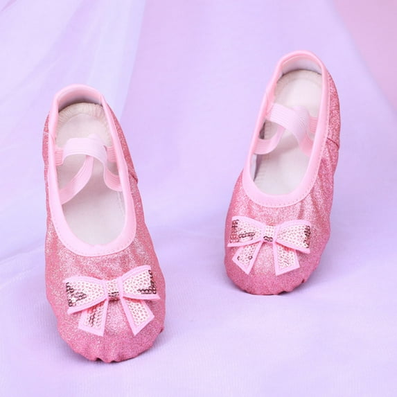 Penkiiy Girls Non-Slip Ballet Dance Shoes with Bow - Soft Sole, Breathable & Lightweight for Kids Youth Ballet, Yoga, Practice