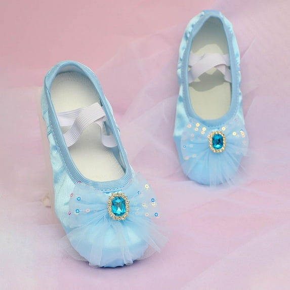 Penkiiy Girls Non-Slip Ballet Dance Shoes with Bow - Soft Sole, Breathable & Lightweight for Kids Youth Ballet, Yoga, Practice