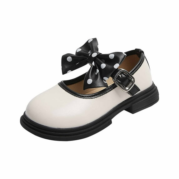 Penkiiy Girls Shoes Baby Girl Children's Soft-soled Small Leather Shoes Princess Shoes Thick Bottom Casual Shoes Beige Kid Shoes for 5-6 Years