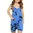 thumbnail image 1 of Penkiiy Girls Summer Printed Sleeveless Casual Romper Spaghetti Strap Shorts Jumpsuit with Pockets 7 Years Multicolor, 1 of 5
