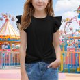 thumbnail image 1 of Penkiiy Girls' Summer Ruffle Tee - Flutter Sleeve Casual Top, 1 of 9