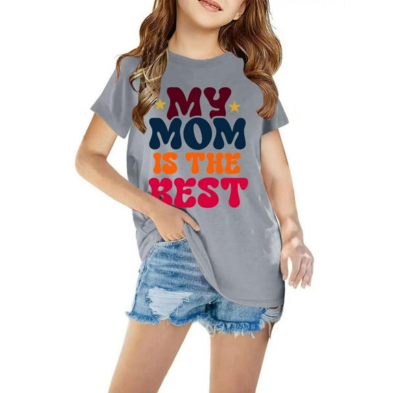 Penkiiy Girls T Shirts, Trendy Shirt Graphic Crop Tops Music Fans Gifts for Kids 3-14 Years 13 Years Gray