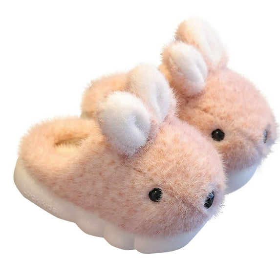 Penkiiy Girls Toddler Slippers Boys House Shoes for Little Kids Cute with Bunny Design Plush Indoor Slippers Non-Slip 5 Years Pink