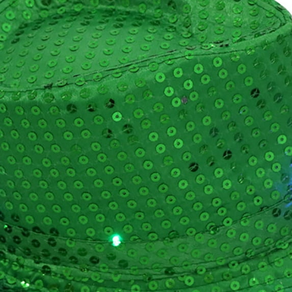 Penkiiy Glamorous Sequin Fedora Hat, Retro Disco Funky Glitter Costume Unisex Party Props Favor Novelty Accessory Flashing Light Up Colorful Hat Green