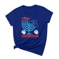 thumbnail image 1 of Penkiiy Happy Hanukkah Shirt Women Chrismukkah Shirt Cat Candle Shirt Love and Light T-Shirt Festival Short Sleeve Tops Dark Blue, 1 of 7