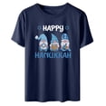 thumbnail image 1 of Penkiiy Happy Hanukkah Shirt Women Chrismukkah Shirt Cat Candle Shirt Love and Light T-Shirt Festival Short Sleeve Tops Navy, 1 of 8