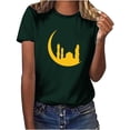 thumbnail image 1 of Penkiiy Happy Ramadan Tops Blouse for Women Women's Graphic Tees Moon Print Short Sleeve Round Neck T Shirts Tops 2XL Green, 1 of 6