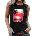 thumbnail image 1 of Penkiiy Hawaiian Beach Tank Tops for Women Palm Tree Graphic Shirts Sunset Beach Tank Vest Vintage Summer Vacation Sleeveless Tee XL Black, 1 of 5